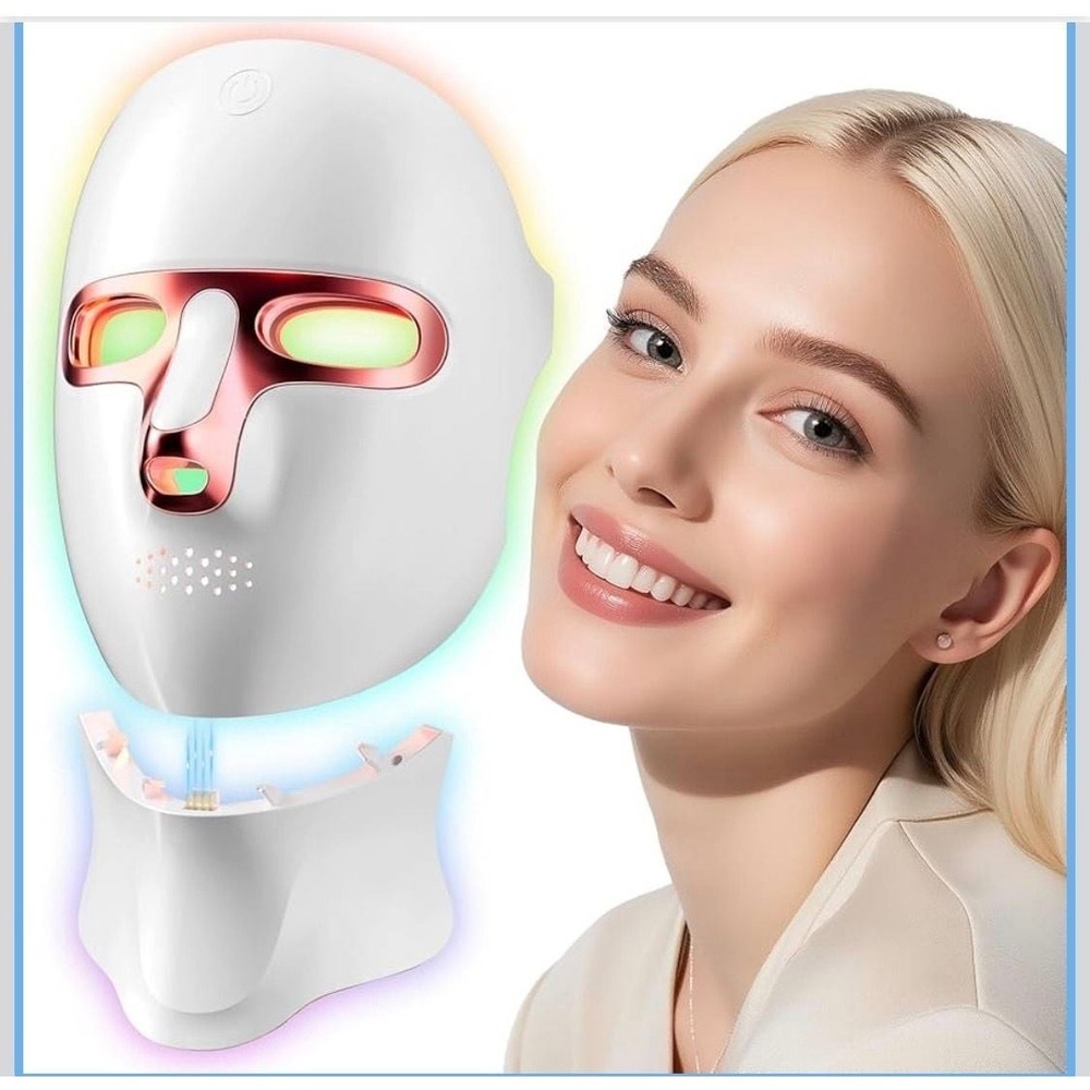 LED Light Therapy Face & Neck‎ Mask, 7 Color Photon Skin Rejuvenation Set